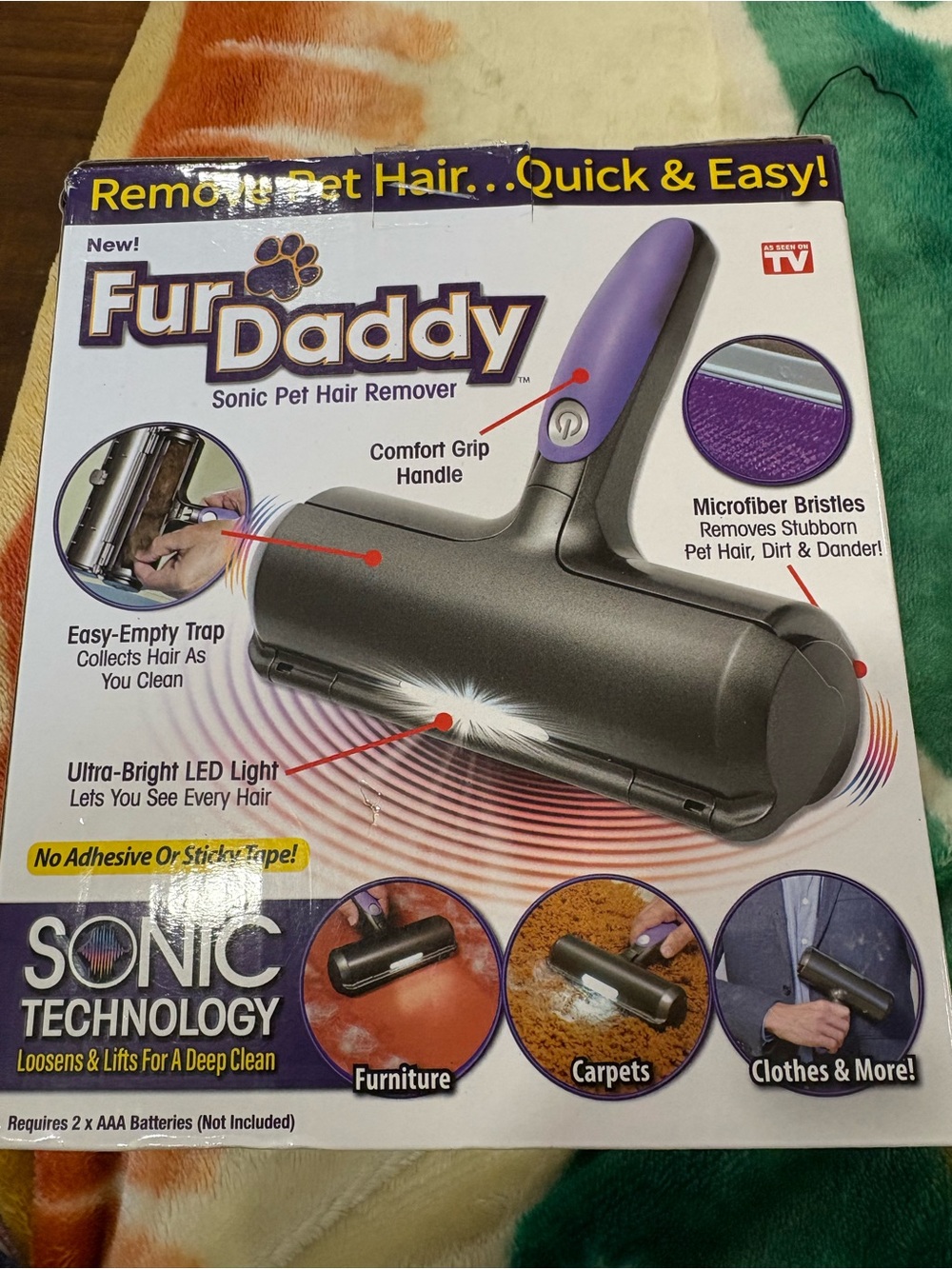 Sonic Pet Hair Remover - Purple and Gray